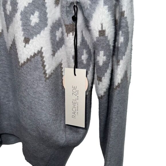 rachel zoe white and gray fuzzy sweater pull over - new with tags - Picture 5 of 9